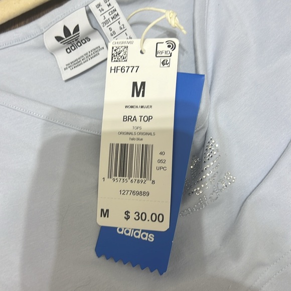 BNWT ADIDAS 200 LUXE SET HALO BLUE MED~Crop hoodie, Track Pants, Bra top - Picture 14 of 15